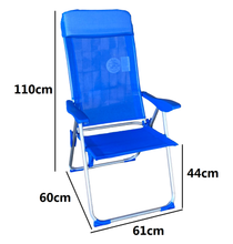 Cargar imagen en el visor de la galería, Silla Alta plegable de playa estructura de aluminio y tejido Textileno, transpirable y fresco, 5 posiciones