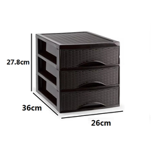 Cargar imagen en el visor de la galería, Cajonera de Sobremesa Imitación Rattan A4 con en Plástico Duro. Ideal para Organizar la Oficina