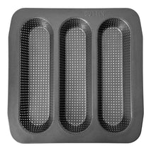 Cargar imagen en el visor de la galería, Molde 3 baguettes perforad Antiaherente 28x28cm, Molde para Pan Quttin