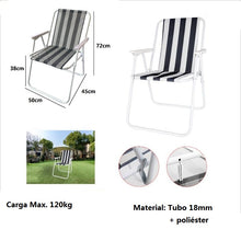 Cargar imagen en el visor de la galería, Silla de playa plegable con reposabrazos de Plástico Estructura Metal Cayo ancho de Exteriores