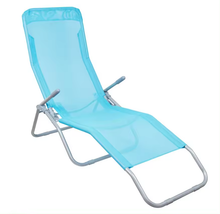 Cargar imagen en el visor de la galería, Tumbona reclinable con 2 posiciones, tubos de acero y textil, Tumbona plegable para Patio Terraza Piscina Jardín