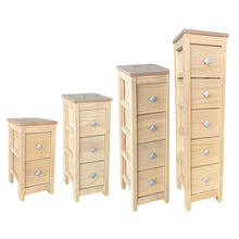Cargar imagen en el visor de la galería, Mueble Auxiliar Cajonera Estrecho de Madera de Pino Natural Color Roble Claro Madera Natural