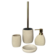 Cargar imagen en el visor de la galería, Tendance - Accesorios de baño de poliresina Vaso Portacepillos de Dientes, Dispensador de jabón, Plato de jabón / jabonera, Escobillero de aseo / Cepillo de inodoro Ovalado Beige natural efecto Esponja del Mar