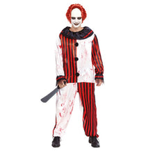 Cargar imagen en el visor de la galería, Disfraz Payaso Asesino Clown Rayas Rojas Hombre Adulto Halloween Carnaval Teatro