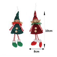Cargar imagen en el visor de la galería, Set de 6 Colgantes de Elfos Navideños 8x20 cm, Adornos Colgantes de Plástico y Poliéster para Árbol de Navidad y Decoración del Hogar