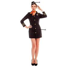 Cargar imagen en el visor de la galería, Disfraz Azafata Vuelos Piloto Avión Mujer Adulto Fiesta De Carnaval Cumpleaños Teatro