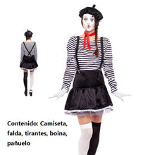 Cargar imagen en el visor de la galería, Disfraz Mimo Mujer Adulto para Fiesta Carnaval Teatro