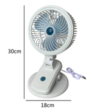 Cargar imagen en el visor de la galería, Mini Ventilador Con Pinza de Escritorio Recargable USB, viaje, oficina, coche, hogar, 30x18cm