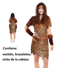 Cargar imagen en el visor de la galería, Disfraz Cavernicola mujer adulto neandertal Para Halloween Carnaval Teatro
