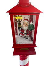 Cargar imagen en el visor de la galería, Farol Navideño de Papá Noel con Efecto Nieve, Luz LED y Música 23x23x109 cm - Postse de Luz Decorativo de Plástico para Navidad