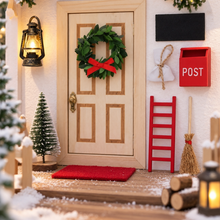 Cargar imagen en el visor de la galería, Kit de Puerta Mágica de Navidad en Miniatura con Accesorios, Corona, Árbol y Buzón para Decoración y Belenes