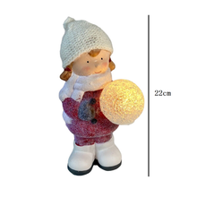 Cargar imagen en el visor de la galería, Figura Navidad Niño / Niña Con Gorro y Bufanata Blanco Para Decoracion de Navidad