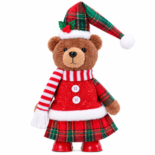Cargar imagen en el visor de la galería, Oso de Navidad con Luz LED, Música y Movimiento, Decoración Navideña Interactiva, 2 Modelos Surtidos al Azar, 19 x 11 x 32 cm - Gerimport