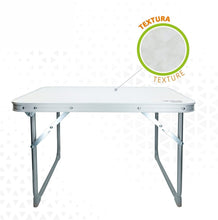 Cargar imagen en el visor de la galería, Mesa plegable baja de playa, 60x40x40cm, estructura de metal, tablero de madera, mesa plegable camping pequeña, tacos antivuelco