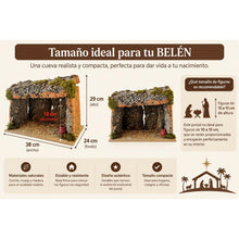 Cargar imagen en el visor de la galería, Cueva de Corcho Navideño Portal de Belén Rústico de Corcho Natural - 38x24x29cm