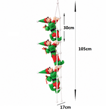 Cargar imagen en el visor de la galería, Adorno Navideño Colgante 3 Elfos en Escalera Impermeable (105 cm) – Decoración de Navidad para Exterior e Interior