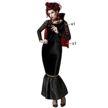 Cargar imagen en el visor de la galería, Disfraz Vampiresa Vestido Negro Adulto Mujer Para Halloween Carnaval Fiesta Teatro