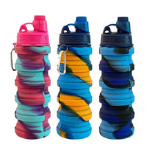 Cargar imagen en el visor de la galería, 3 Botellas de Agua Plegables de Silicona 500ml – Portátiles, Reutilizables, Ideales para Viaje, Deporte y Camping