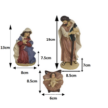 Cargar imagen en el visor de la galería, Figura de Nacimiento de Navidad en Resina – Belén Tradicional con San José, Virgen María y Niño Jesús