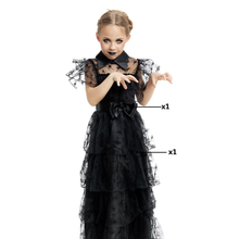 Cargar imagen en el visor de la galería, Disfraz Vestido Gotico Niña Infantil Para Fiesta Holloween Carnaval Teatro