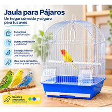 Cargar imagen en el visor de la galería, Jaula para Pájaros con Comederos, Percha y Aro de Juego | Cúpula Curva para Canarios y Periquitos - Color Aleatorio