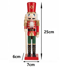 Cargar imagen en el visor de la galería, Set 2 Cascanueces Soldados Verde / Rojo De Madera Navideño 7.5x6x25 cm Figuras Decorativa Para Decoracion de Navidad