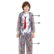 Cargar imagen en el visor de la galería, Disfraz Zombie Colegial Niño Infantil Para Halloween Calnval Teatro
