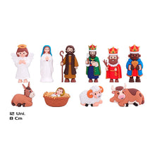 Cargar imagen en el visor de la galería, Belén de Navidad 12 Piezas de Goma 3D, Figuras Navideñas de 12 cm para Decoración del Nacimiento