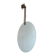 Cargar imagen en el visor de la galería, Espejo rústico Decoración montado en la pared con cuerda de Yute colgante para baño dormitorio salón