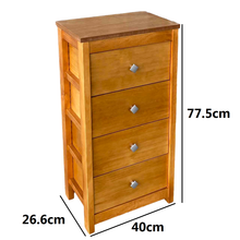 Cargar imagen en el visor de la galería, Mueble Auxiliar Cajonera Ancha de Madera de Pino Natural Color Roble Claro / Meil Para Baño Dormitorio