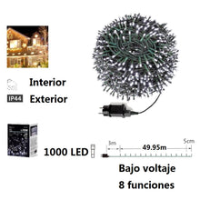 Cargar imagen en el visor de la galería, Guirnalda de Luces LED para Navidad de cable Verde - 8 funciones; Ideal para decorar árboles tanto en interiores como exteriores