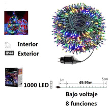 Cargar imagen en el visor de la galería, Guirnalda de Luces LED para Navidad de cable Verde - 8 funciones; Ideal para decorar árboles tanto en interiores como exteriores