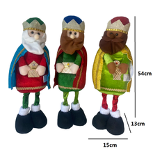 Cargar imagen en el visor de la galería, Conjunto de 3 Figuras Reyes Magos de Tela para Decoración de Navidad y el Día de Reyes
