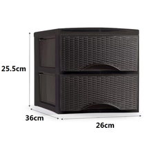 Cargar imagen en el visor de la galería, Cajonera Sobremesa de Plástico Imitación Rattan para Ordenación Decoración Hogar Oficina
