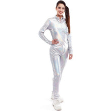 Cargar imagen en el visor de la galería, Disfraz o Mono metálico cierre frontal Con Cremallera para mujer, Maillot Para Disfraz