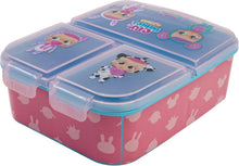 Cargar imagen en el visor de la galería, Sandwichera múltiple con 3 compartimentos plástico para almuerzo fiambrera desayuno infantil colegio