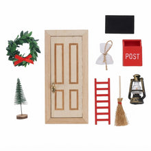 Cargar imagen en el visor de la galería, Kit de Puerta Mágica de Navidad en Miniatura con Accesorios, Corona, Árbol y Buzón para Decoración y Belenes