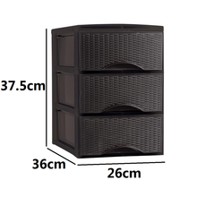 Cargar imagen en el visor de la galería, Cajonera Sobremesa de Plástico Imitación Rattan para Ordenación Decoración Hogar Oficina