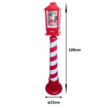 Cargar imagen en el visor de la galería, Farol Navideño de Papá Noel con Efecto Nieve, Luz LED y Música 23x23x109 cm - Postse de Luz Decorativo de Plástico para Navidad
