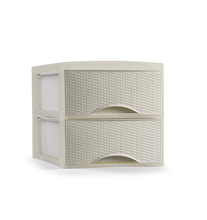 Cargar imagen en el visor de la galería, Cajonera Sobremesa de Plástico Imitación Rattan para Ordenación Decoración Hogar Oficina