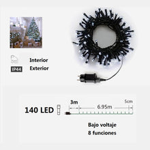 Cargar imagen en el visor de la galería, Guirnalda de Luces LED para Navidad de cable Verde - 8 funciones; Ideal para decorar árboles tanto en interiores como exteriores