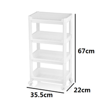 Cargar imagen en el visor de la galería, Estantería de plástico blanco con ruedas para baño y cocina - Carrito organizador de 3, 4 estantes
