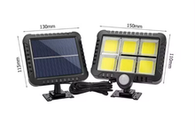 Cargar imagen en el visor de la galería, Luz Solar Con Sensor De Movimiento Lámpara Foco de LED Solar 120 COB 3 Funciones para Exterior Jardín Terraza Patio Balcon