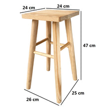 Cargar imagen en el visor de la galería, Taburete Cuadrada de Madera Natural, Silla Banqueta Cuadrada 3 Tamaños