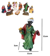 Cargar imagen en el visor de la galería, Nacimiento Resina 9 Piezas Reyes Magos María Jesús, José, angel, Aprox 11 cm Figuras Belen Pesebre Decoracion Navidad