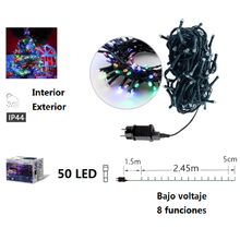 Cargar imagen en el visor de la galería, Guirnalda de Luces LED para Navidad de cable Verde - 8 funciones; Ideal para decorar árboles tanto en interiores como exteriores