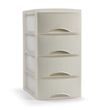 Cargar imagen en el visor de la galería, Cajonera Sobremesa de Plástico Imitación Rattan para Ordenación Decoración Hogar Oficina