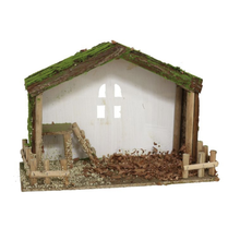 Cargar imagen en el visor de la galería, Casa Portal Madera con musgo para belén de un Nacimiento navidad diseño realista