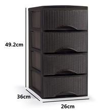 Cargar imagen en el visor de la galería, Cajonera Sobremesa de Plástico Imitación Rattan para Ordenación Decoración Hogar Oficina