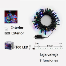 Cargar imagen en el visor de la galería, Guirnalda de Luces LED para Navidad de cable Verde - 8 funciones; Ideal para decorar árboles tanto en interiores como exteriores